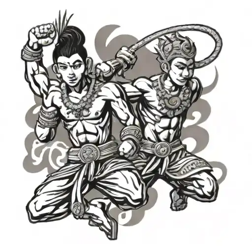 mix Nepali and Thai culture with Muay Thai   tattoo design idea