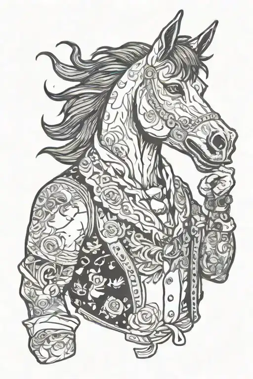 bojack horseman looking himself tattoo design idea