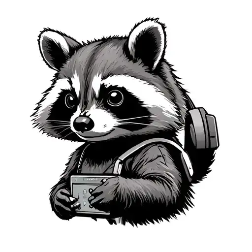 rocket raccoon listening to walkman tattoo design idea
