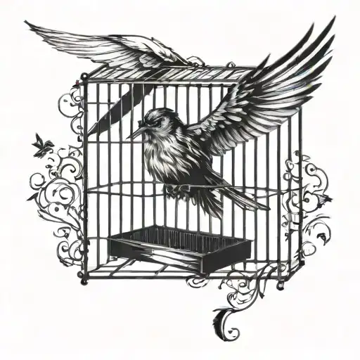  A Bird Flying Out of a Cage tattoo design idea