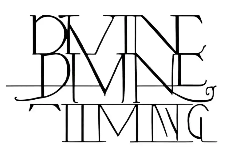 "DIVINE TIMING" minimal line art tattoo design idea