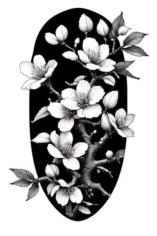 cherry blossom branch tattoo design idea