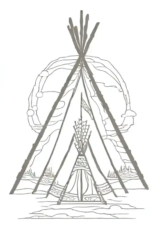 teepee, wild west tattoo design idea