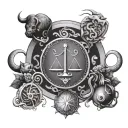 Libra Pisces and taurus zodiac sign tattoo design idea