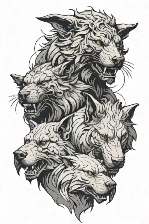 hades cerberus realism blackwork tattoo tattoo design idea