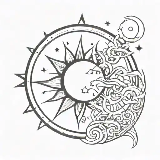 I want to share a tattoo with my little sister , minimalistic, mixed with a sun and a moon, the design should countains  tattoo design idea