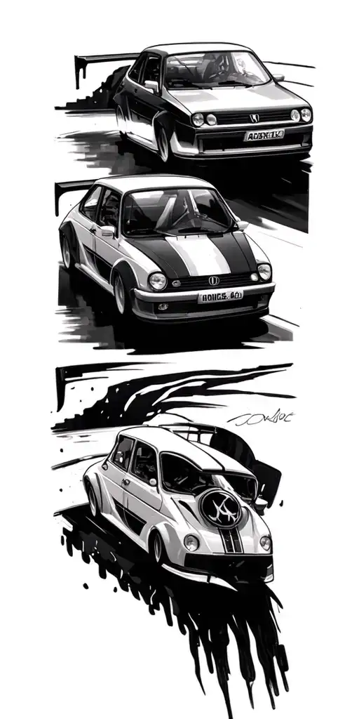 car racing honda Volkswagen tattoo design idea