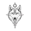 symbols: wisdom, balance, happiness, personal knowledge a key to unlock inner strength, wolf, Scorpio, harmony, abundanc tattoo design idea