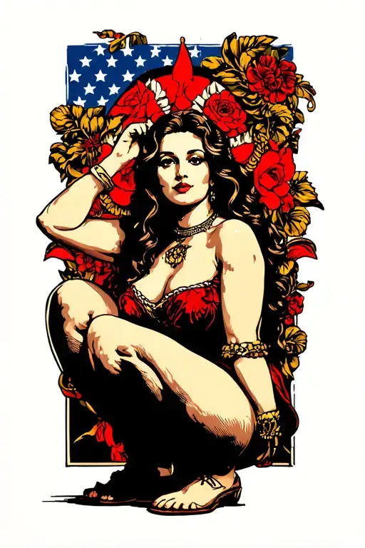 Madonna squatting taking a shit tattoo design idea