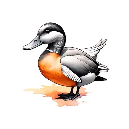  Prompt 1 — Duck + SplashA tattoo stencil on the inner left forearm of a model with warm undertone skin. A plain grey  tattoo design idea