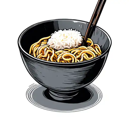 Ramen bowl small simple line drawing tattoo tattoo design idea