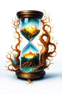 yggdrasil hourglass filled with swirling tattoo design idea