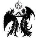 angel and devil fighting each other tattoo design idea