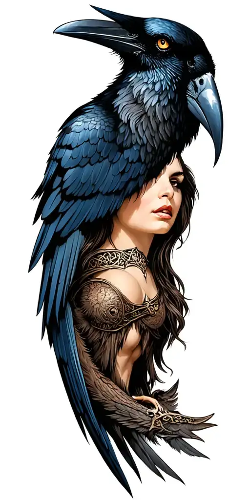 morrigan irish goddess crow battle tattoo design idea