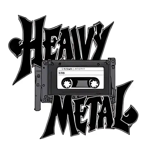 audio cassette with the tape out and forming the words Heavy Metal tattoo design idea