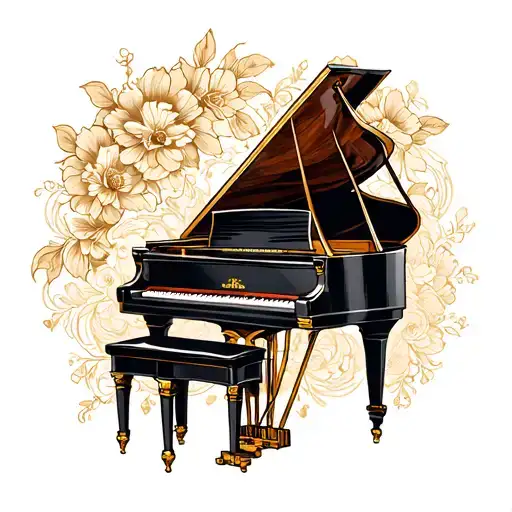 grand piano tattoo design idea
