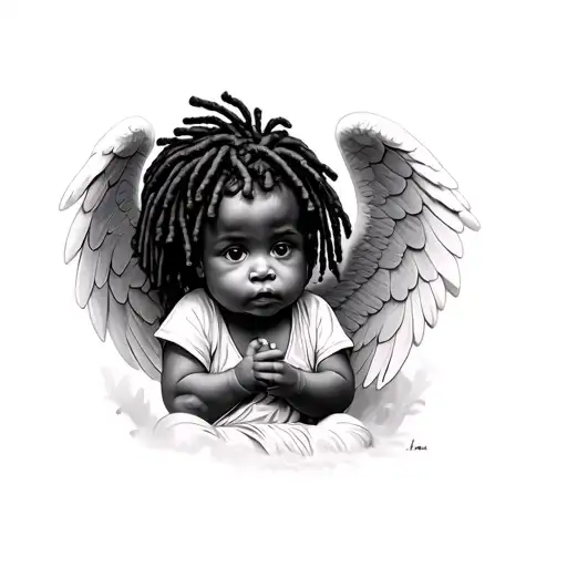 baby Angel With Dreads tattoo design idea