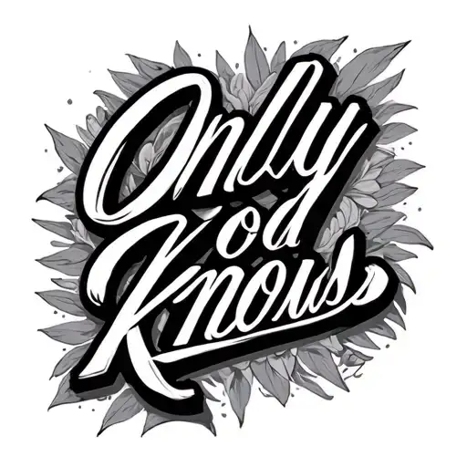 "Only God Knows" Reverse lettering tattoo tattoo design idea