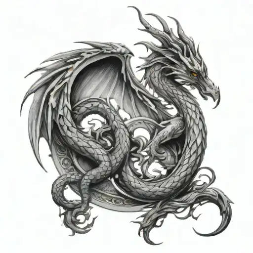 dragon and Phoenix  tattoo design idea