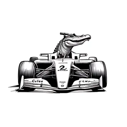 crocodile driving a F1 car tattoo sketch tattoo design idea