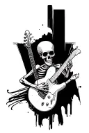 skeleton playing guitar tattoo design idea