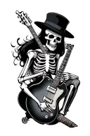 skeleton playing guitar tattoo design idea
