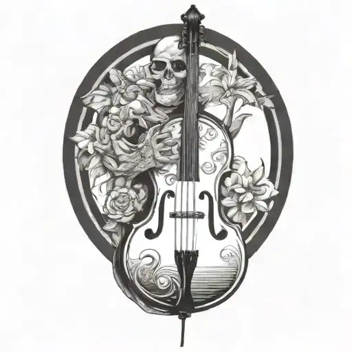 death holding an upright bass tattoo design idea