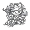 gang member Hello Kitty with guns and money  tattoo design idea