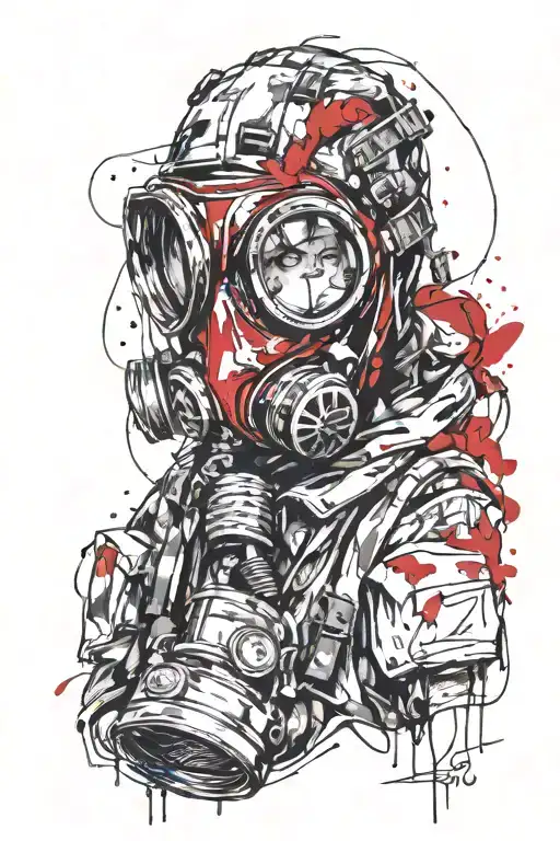 gas mask, stalker, looking back tattoo design tattoo design idea