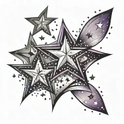 purple stars sparkles tattoo design idea