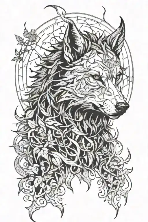 leshy witcher wolf tattoo design idea