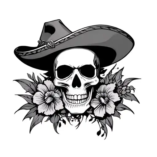 "Less of the 2-9 El Pancho" Mexican Skull Wearing tattoo design idea