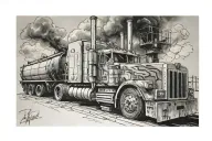 18 wheeler tank going up stairway leading to heaven tattoo design idea