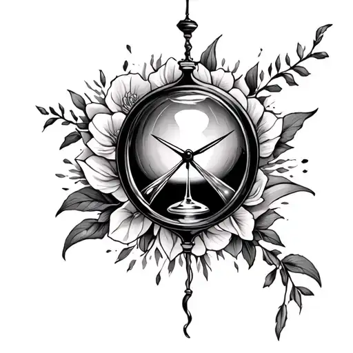 empty hour glass death of a love one, birth of life eternal sadness tattoo design idea