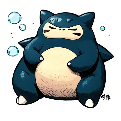 Snorlax with bubble mew sleeping tattoo design idea