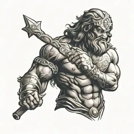 Samson from the Bible with eye bandages tattoo design idea