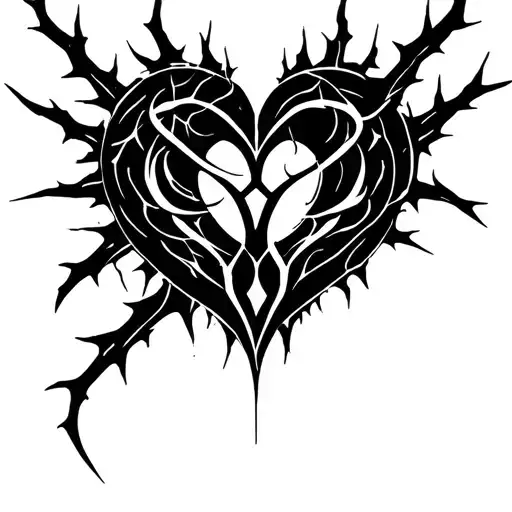 cyber sigil heart and thorns tattoo design idea