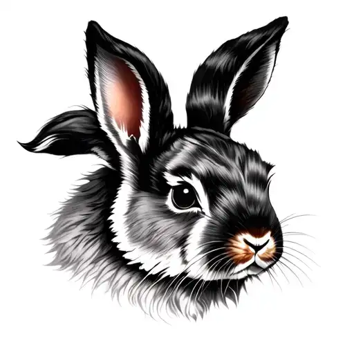 Black and Grey lionhead rabbit tattoo design idea