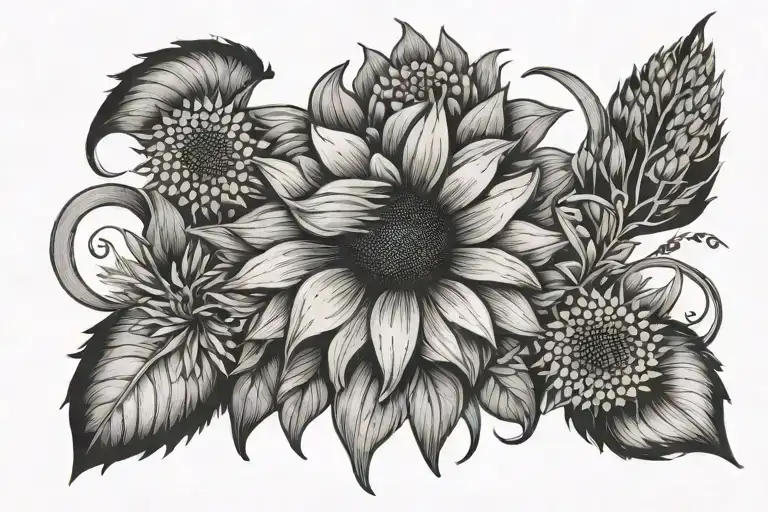 buffalo sunflower wheat kansas tattoo design idea