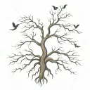 Tree with Roots and Wings: A tree with deep roots (symbolizing your family, especially your love for your mom) and wings tattoo design idea