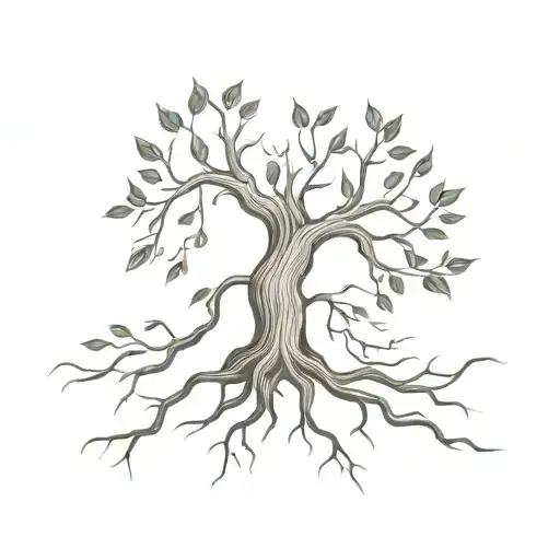Tree with Roots and Wings: A tree with deep roots (symbolizing your family, especially your love for your mom) and wings tattoo design idea