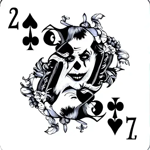 playing card joker card, 2 & 7 tattoo design idea