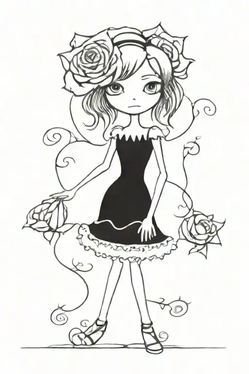rose, little gothic, lace tattoo design idea