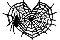 Draw a heart shaped spider web with Bible verse coming from the spider tattoo design idea