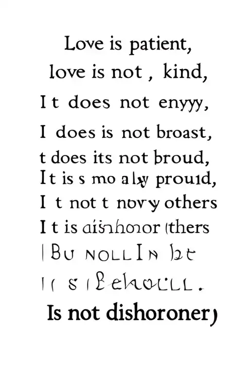 Love is patient, love is kind. It does not envy, it does not boast, it is not proud. It does not dishonor others, it is  tattoo design idea
