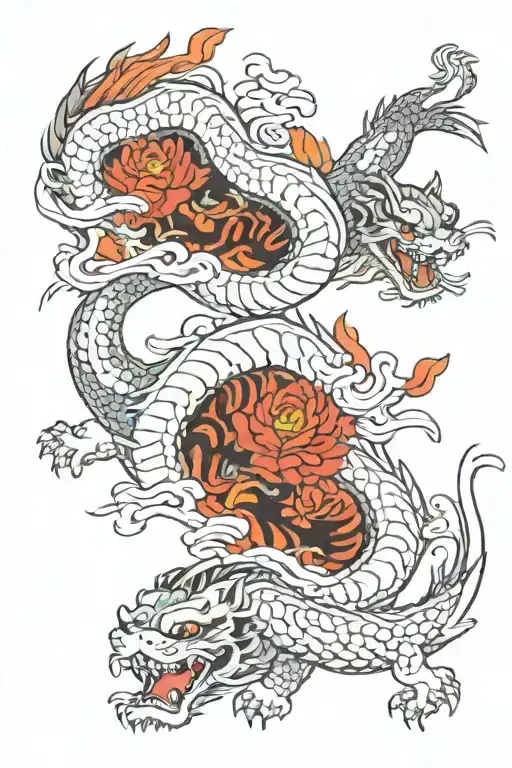 Dragon and tiger tattoo design idea