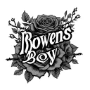 "Bowens Boy" on my arm with barbwire and roses around it  tattoo design idea