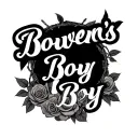 "Bowens Boy" on my arm with barbwire and roses around it  tattoo design idea