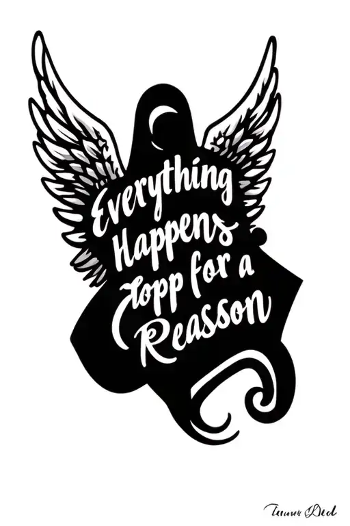  everything happens for a reason small angel wings   tattoo design idea