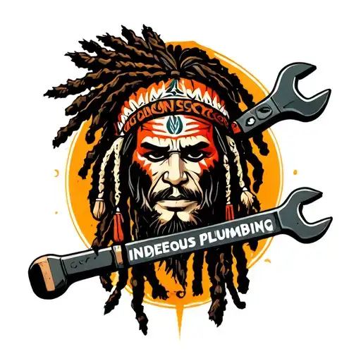 "Indigenous Plumbing " dreadlock painted face Native American plumber using wrench  tattoo design idea